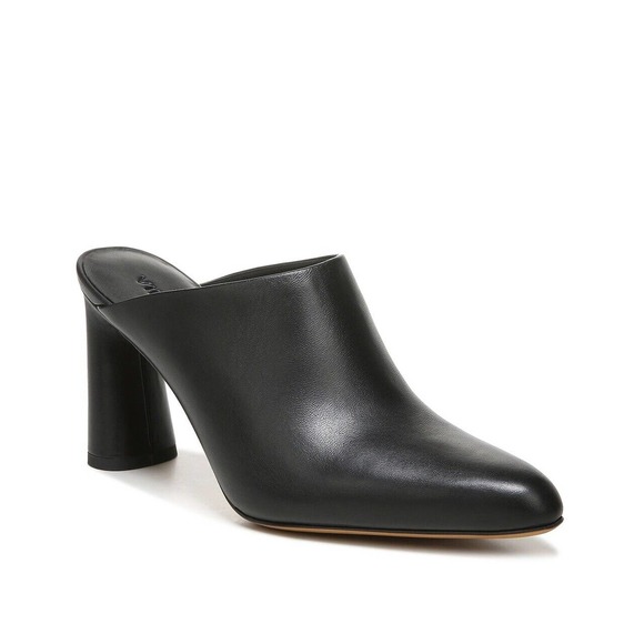 Vince Shoes - Vince Womens Hera Black Leather Almond Toe Mules Shoes 9 Medium $325